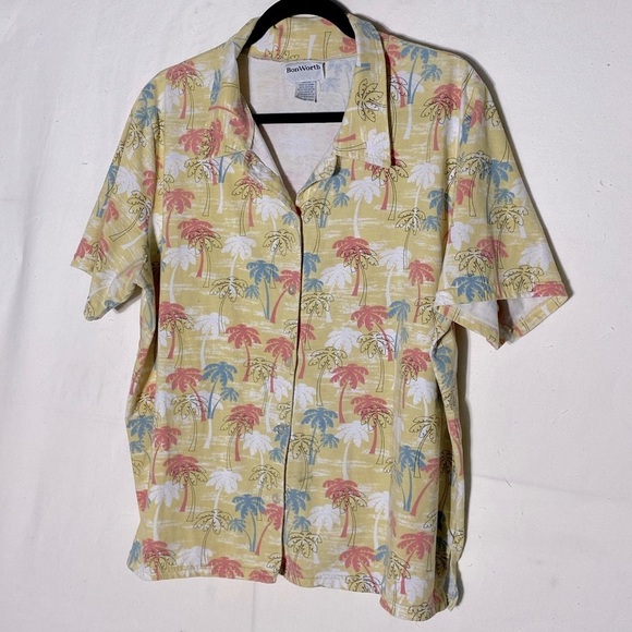 5/$25 Vintage Bon Worth Palm Tree Casual Button Up Shirt L - Picture 1 of 10